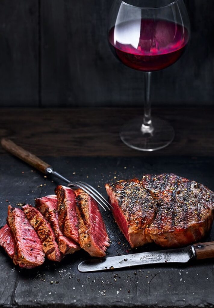 Wine with Beef background