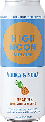 High Noon Vodka Hard Seltzer, Pineapple, Can 700 Ml