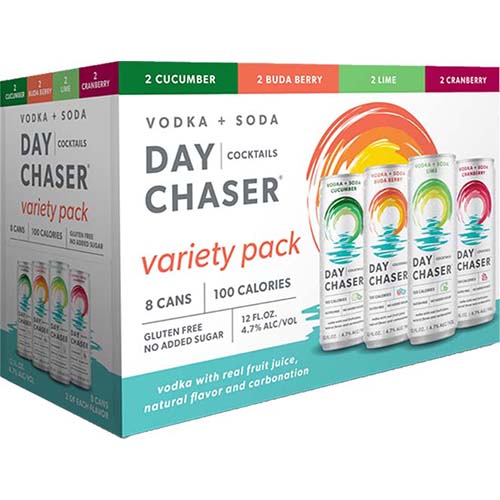 Day Chaser Seltzer, Vodka + Soda, Variety Pack